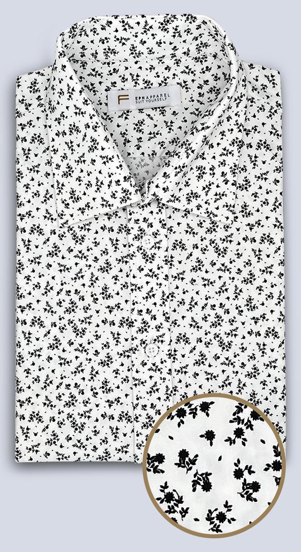 The White with Black Floral Shirt