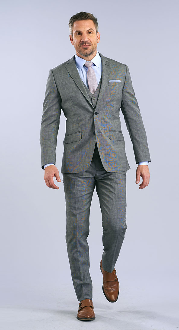 The Textured Platinum Three Piece Suit