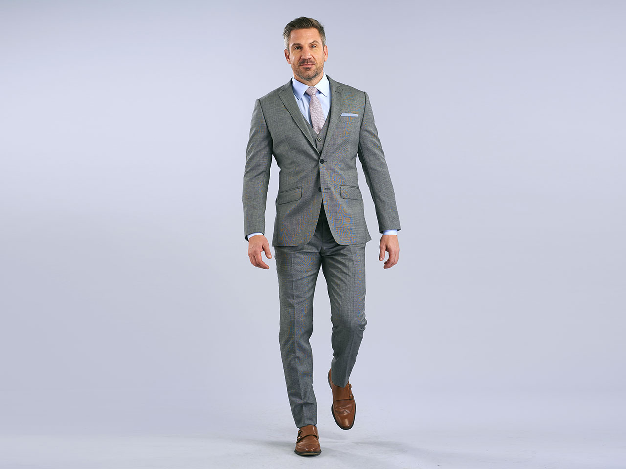 The Textured Platinum Three Piece Suit - Image 3