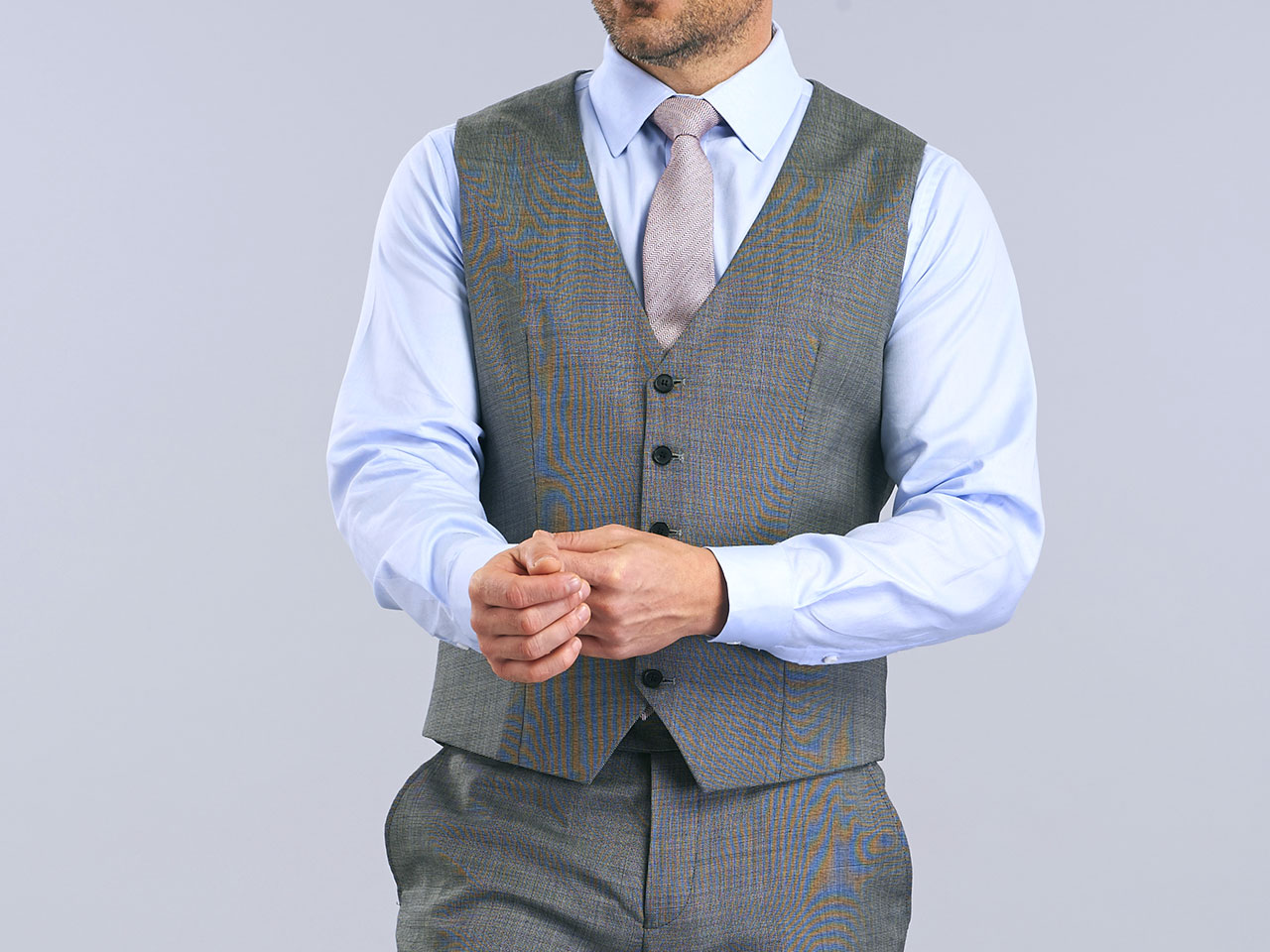 The Textured Platinum Three Piece Suit - Image 7