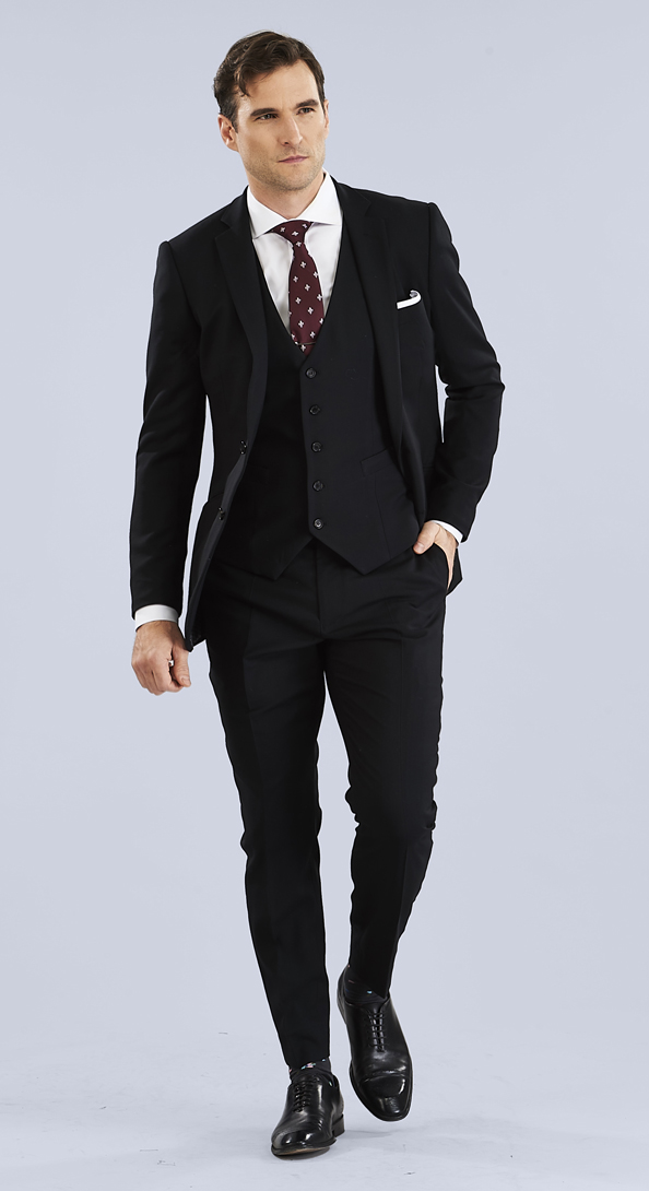The Jet Black Lycra Three Piece Suit