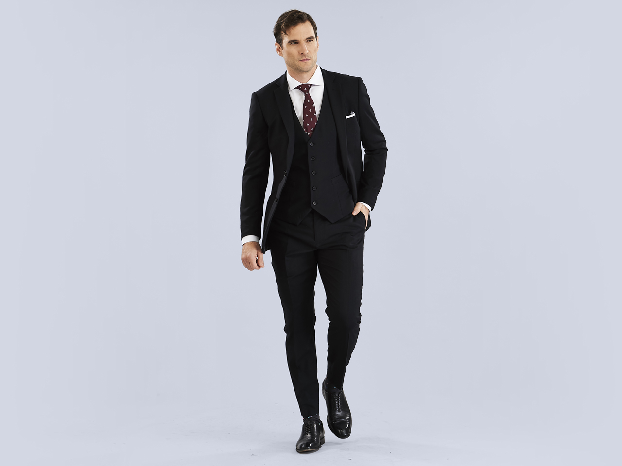 The Jet Black Lycra Three Piece Suit - Image 3