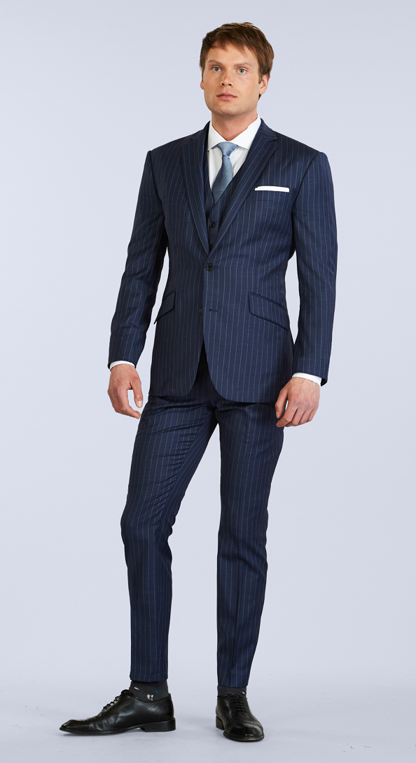 The Klein Blue Pinstripe Three Piece Suit
