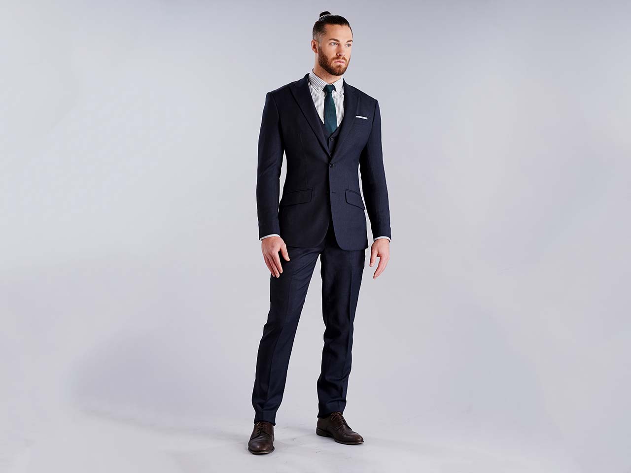 The Navy Nailhead Three Piece Suit - Image 3